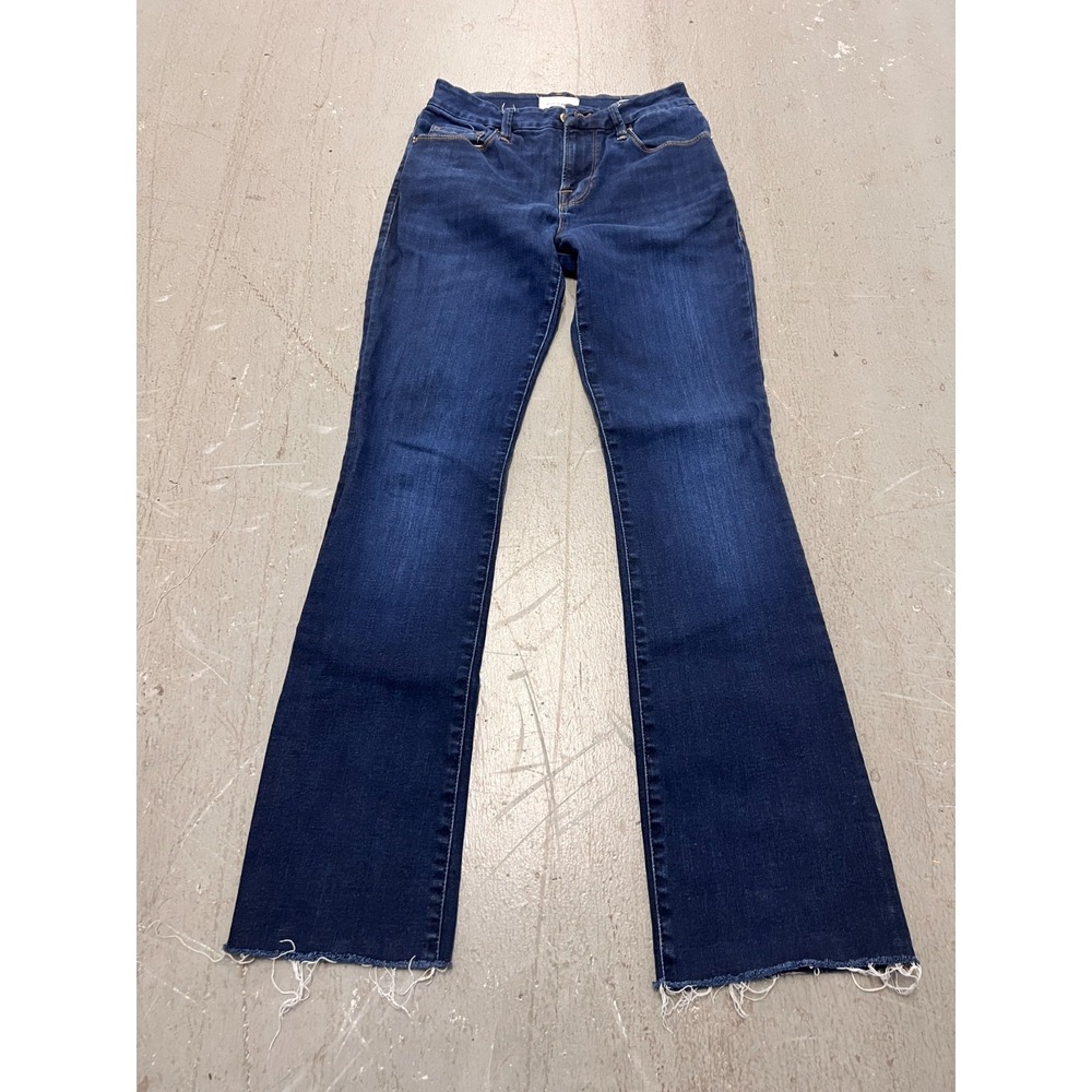 Frame Le Mini Boot Cut Jeans Womens 26 Dark Blue Denim Raw Hem Retro Streetwear